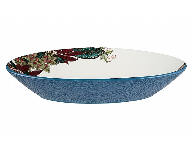Салатник Цветы и птица Reminisce 32х23 см 1,5 л овальный синий