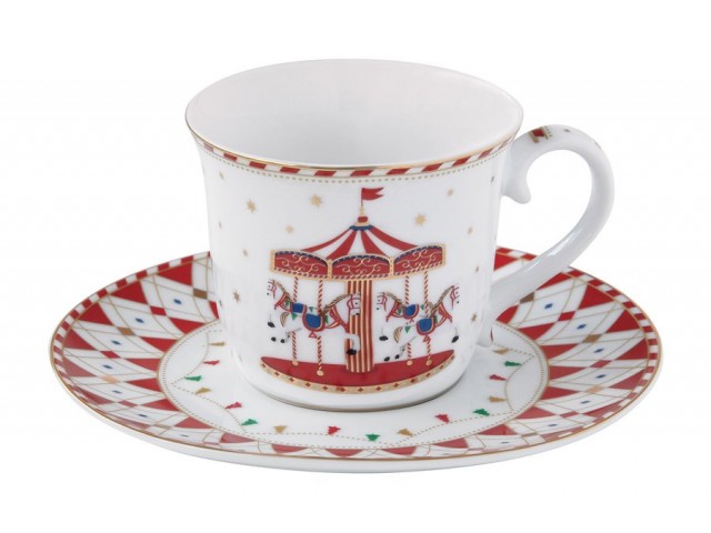 Чашка с блюдцем Рождественская карусель Easy Life 0,2 л
