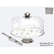 Тортовница с крышкой и лопаткой 30см Lenardi Розали