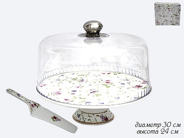 Тортовница с крышкой и лопаткой 30см Lenardi Розали