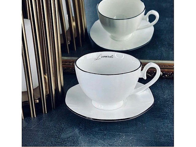 Чайный набор Lenardi Матовый белый на 6 персон 12 предметов