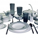 Столово-чайный сервиз Версаль серебро Lenardi на 12 персон 105 предметов