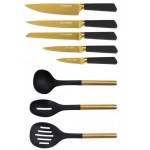 Набор ножей Style Lenardi 8 предметов на подставке черный-золотой