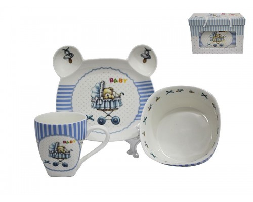Детский набор посуды Lenardi голубой из 3 предметов