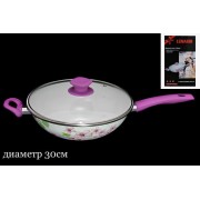 Сковородка с крышкой Lenardi Розовый рай 30см