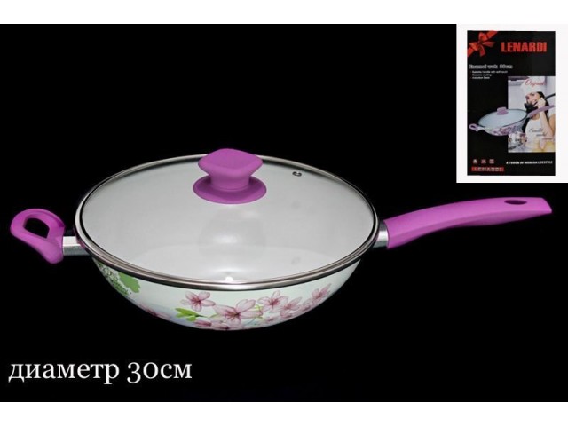 Сковородка с крышкой Lenardi Розовый рай 30см