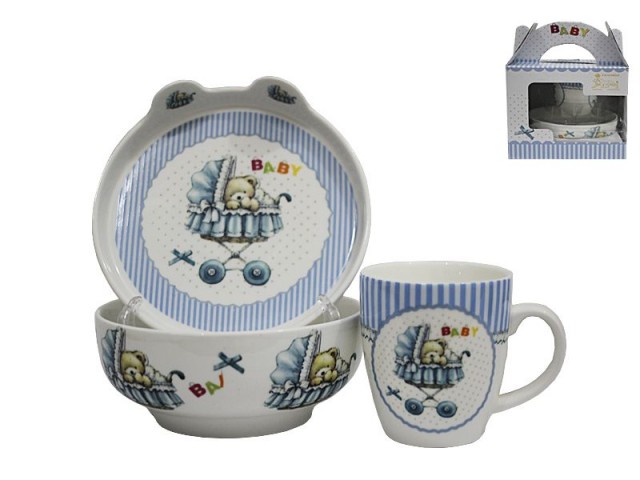 Детский набор посуды Baby Lenardi голубой из 3 предметов