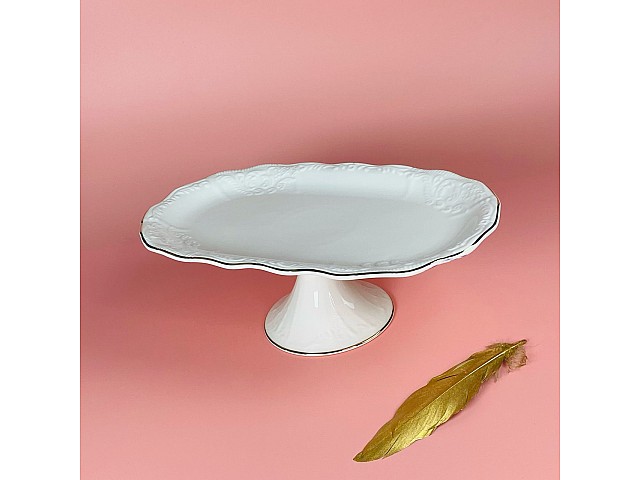 Овальное блюдо 35 см Агата Lenardi на ножке