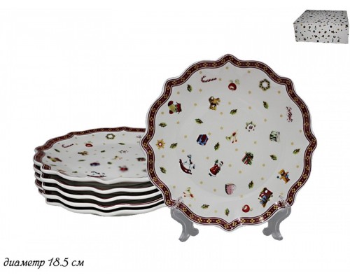 Набор 6 тарелок Новогодний Lenardi 18 см