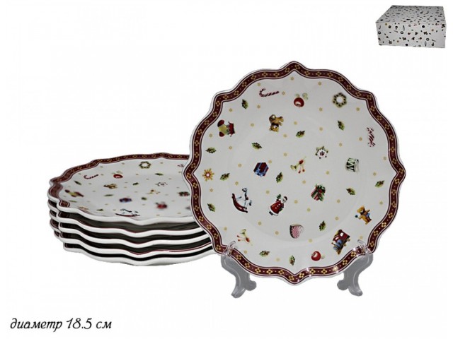 Набор 6 тарелок Новогодний Lenardi 18 см