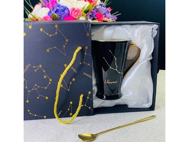 Кружка Зодиак Телец Lenardi 390 мл с ложкой