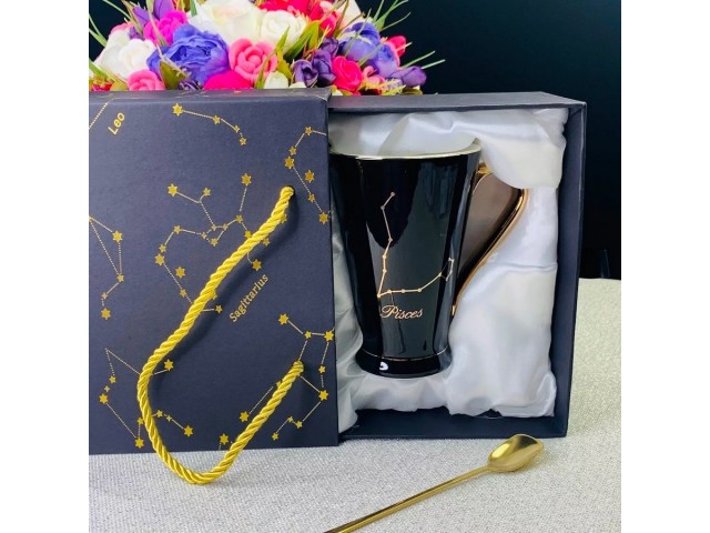 Кружка Зодиак Рыбы Lenardi 390 мл с ложкой