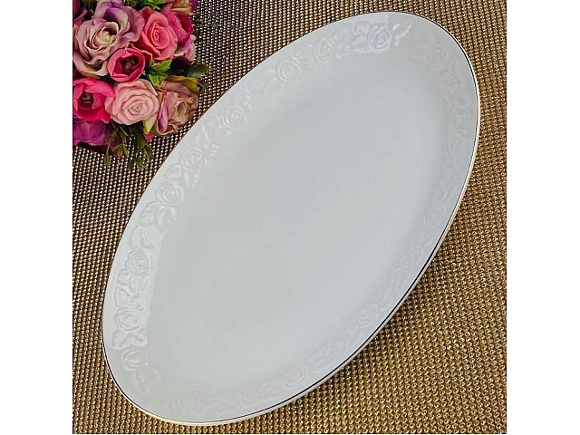 Овальное блюдо 32 см Белая роза Lenardi