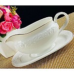 Соусник 400 мл с блюдцем Белая роза Lenardi