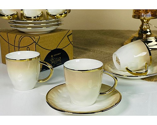 Кофейный набор на 6 персон 12 предметов 110 мл Toronto Cream Lenardi