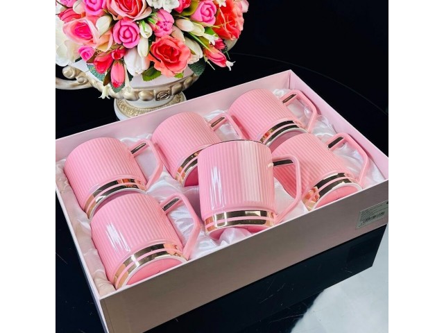 Набор из 6 кружек 400 мл Эллада Lenardi розовый