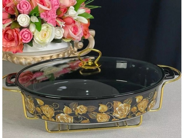 Мармит сервировочный овальный 28 см с крышкой на подставке Rox Lenardi Мармит сервировочный овальный 28 см с крышкой на подставке Rox Lenardi