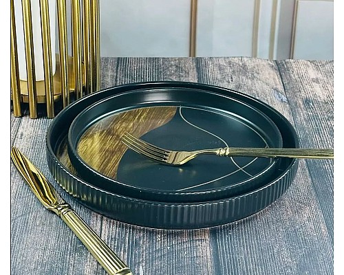 Тарелка 20 см Wood Lenardi черный