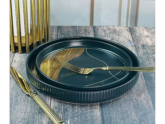 Тарелка 20 см Wood Lenardi черный