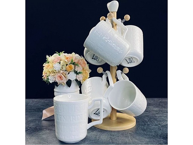 Набор из 6 кружек 320 мл на подставке Bamboo Lenardi