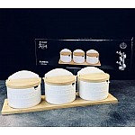 Набор из 3 банок для специй 420 мл с крышками и ложками на подставке Bamboo Lenardi