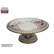 Круглая фруктовница на ножке Мраморная Lenardi 24 см