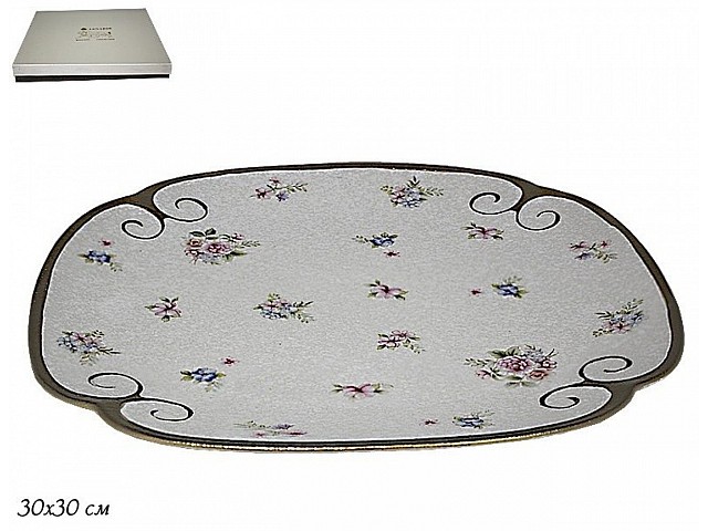 Блюдо квадратное Анемон мраморный Lenardi 30 см