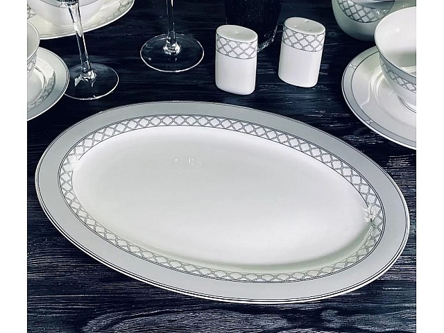 Овальное блюдо 36 см Версаль серебро Lenardi