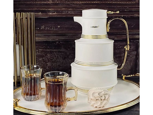 Термос 1000 мл Therm Lenardi белый с золотом