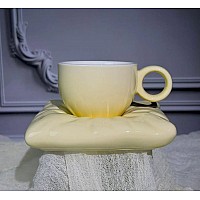Чашка 220 мл с блюдцем Pillow Lenardi бледно желтая