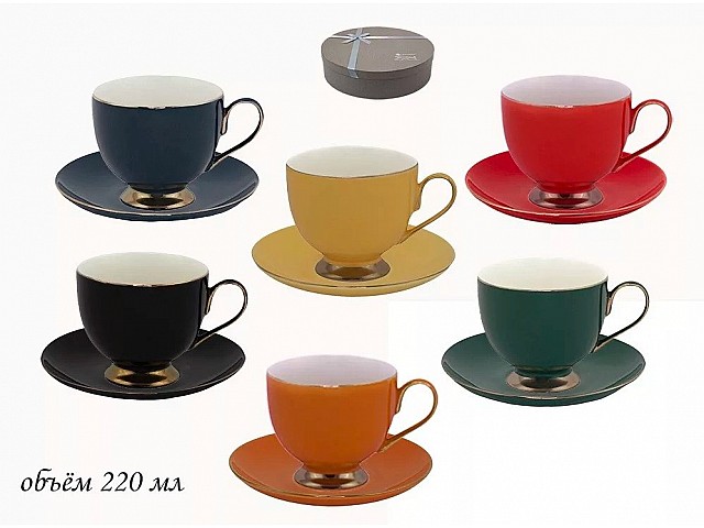 Чайный набор Lenardi Радуга цветной 12 предметов 220 мл
