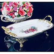 Блюдо прямоугольное 41 см Астория Lenardi на ножках с ручками