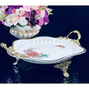 Блюдо круглое 33 см Астория Lenardi на ножках с ручками