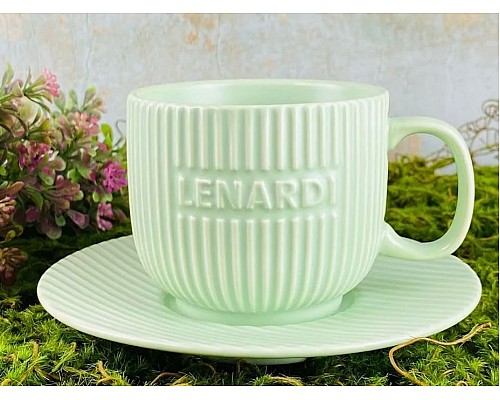 Чайный набор Stripe Lenardi на 6 персон 12 предметов 290 мл зеленый