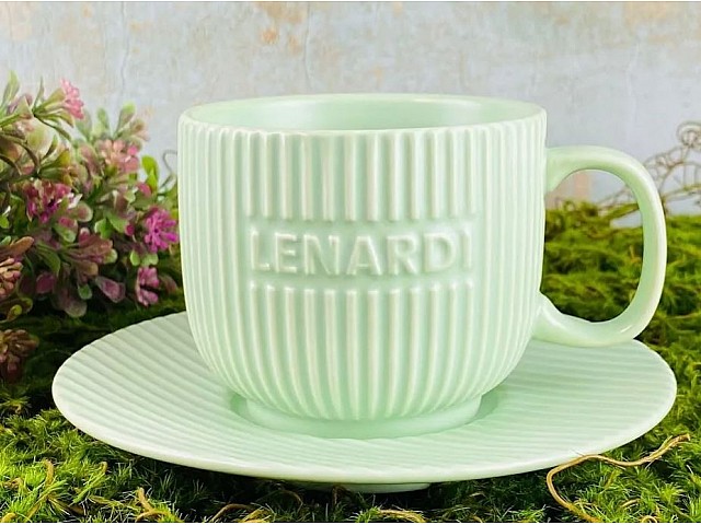 Чайный набор Stripe Lenardi на 6 персон 12 предметов 290 мл зеленый