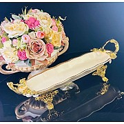 Блюдо 38 см Atlantis Cream Lenardi на ножках с ручками