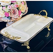 Менажница 38 см Atlantis Cream Lenardi на ножках с ручками