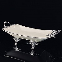 Блюдо 38 см Atlantis Lenardi на ножках с ручками