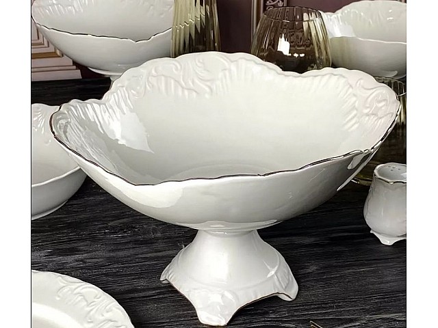 Фруктовница 30 см на ножке Аврора золото Lenardi