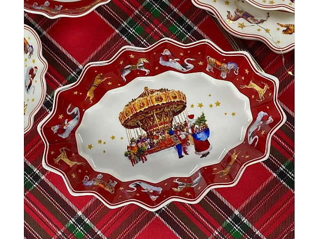 Глубокое круглое блюдо 24 см Новогодний Lenardi