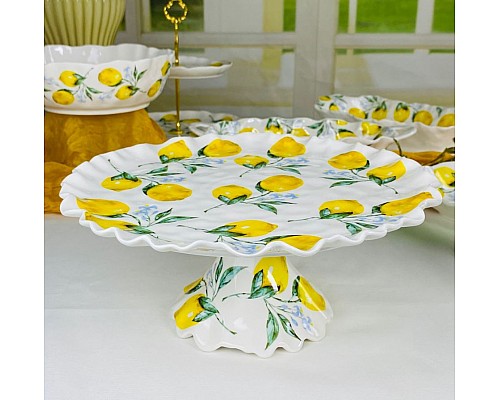 Блюдо 33 см на ножке Лимоны Lenardi