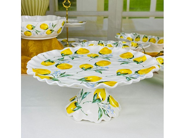 Блюдо 33 см на ножке Лимоны Lenardi