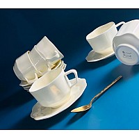 Чайный набор на 6 персон 12 предметов 260 мл Экрю Lenardi