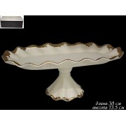 Овальная фруктовница Lenardi Josefine слоновая кость 38 см на ножке