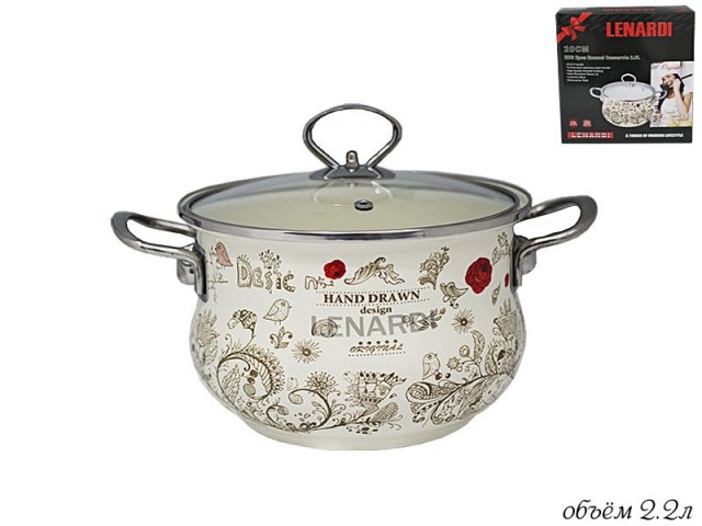 Кастрюля эмалированная Птичий дворик Lenardi 18 см 2,2 л