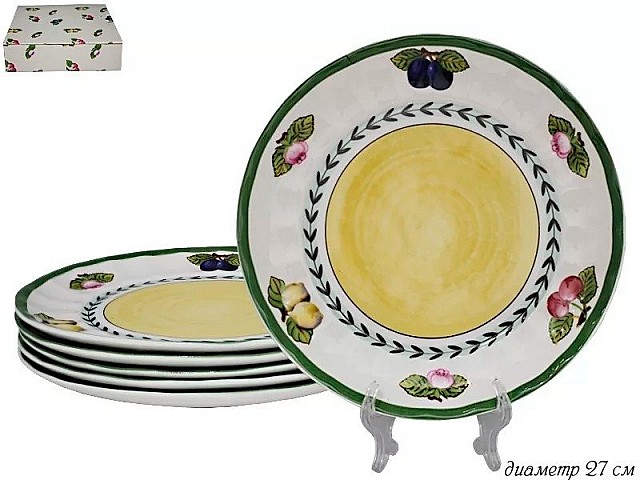 Набор из 6 тарелок Фрукты Lenardi 27 см