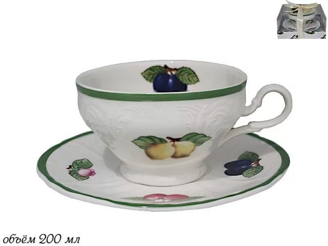 Чашка Фрукты Lenardi 200 мл с блюдцем