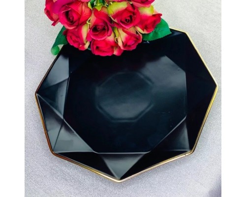 Набор 6 тарелок Lenardi Грани черный 18 см
