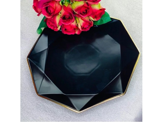 Набор 6 тарелок Lenardi Грани черный 18 см