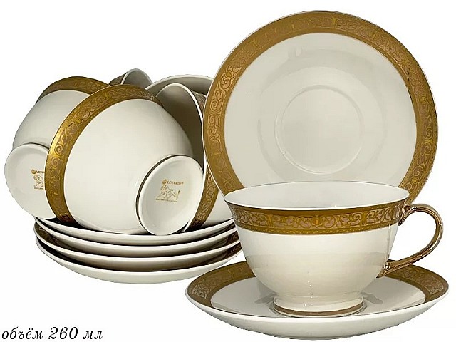 Набор чашек с блюдцами Lenardi Матовая полоса 12 предметов